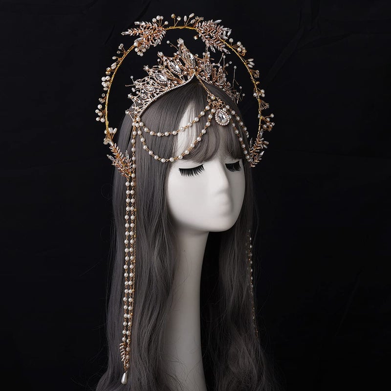 BLESSUME Halo Crown Mary Goddess Headband Women's Halloween Costume Goddess Headpiece (Style 13) - Image 4